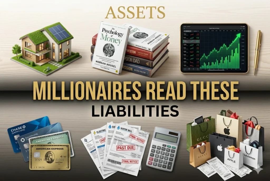 Rich Dad Poor Dad assets vs liabilities concept showing wealth building and money management